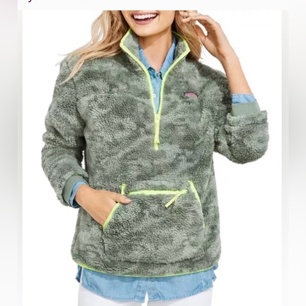 Vineyard Vines Gray Fleece with Neon Trim